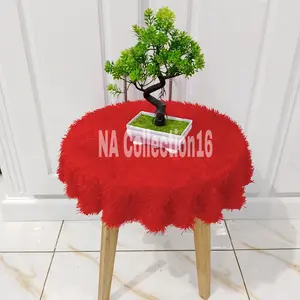 taplak meja bulat kecil/taplak meja bulat bulu Rasfur diameter 50×50cm