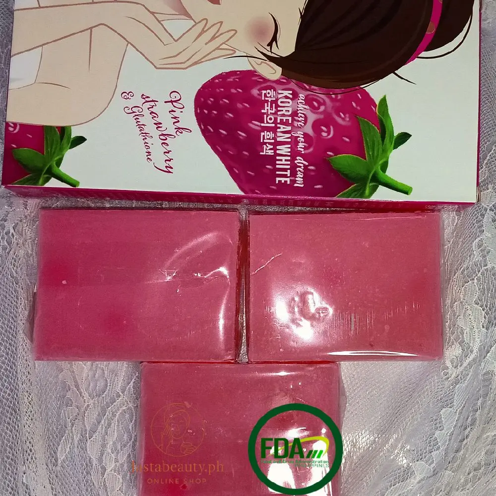 Korean White Pink Strawberry & Glutathione Whitening Soap