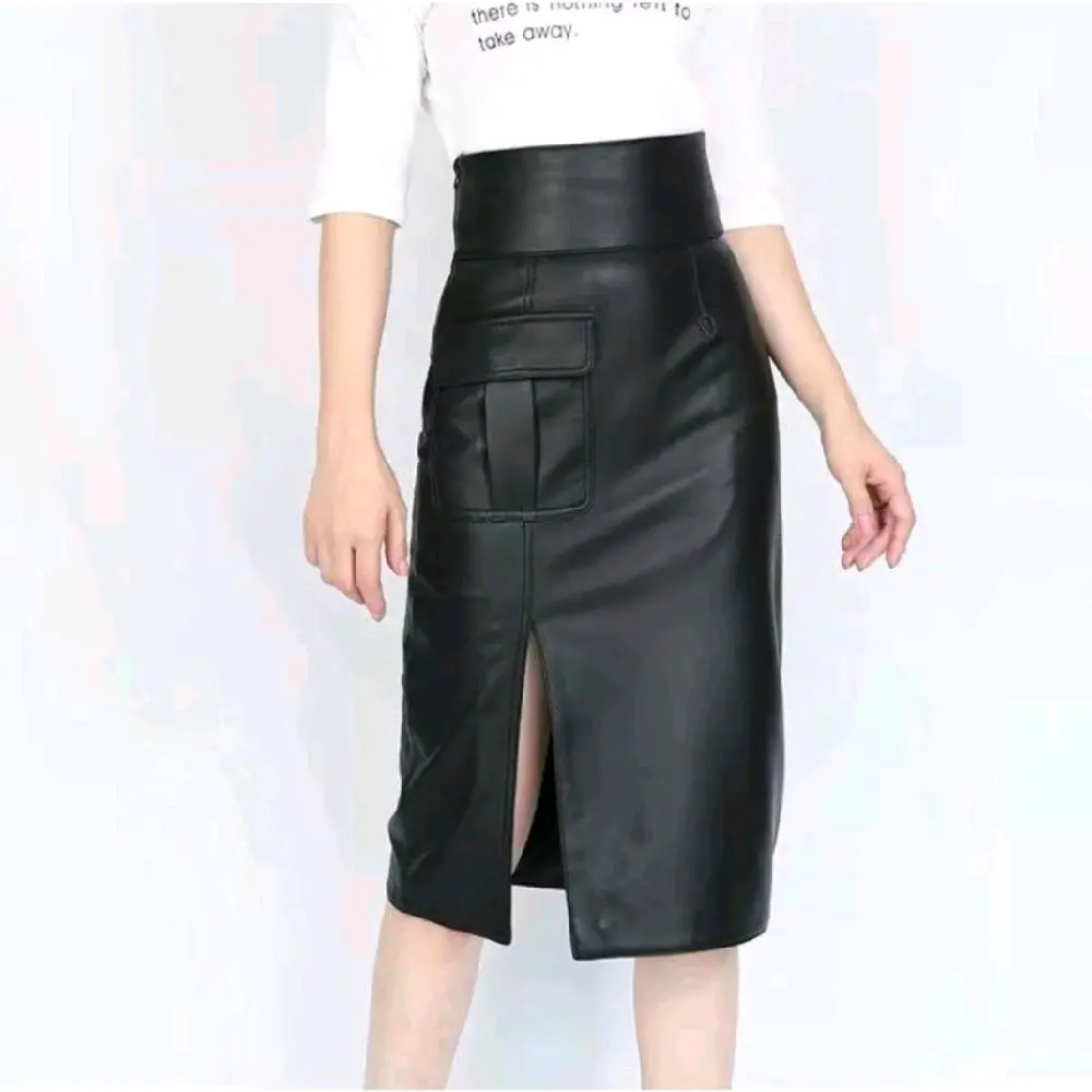 Rok Wanita Maxi High Waist Rok Panjang Span Belahan Split Seksi Dibawah Saku Kanan Model Rok Pensil Maxi Wanita Korea Kulit Nyaman Hitam 7