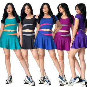 Colorcross setelan crop+Rok colorcross (Dijual terpisah) Setelan senam gym fitness zumba aerobik