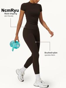 Conjunto de chándal de leggings de cintura alta para mujer, camiseta deportiva cómoda y pantalones ajustados para yoga y gimnasio, ropa deportiva de verano para damas, atuendos de verano 2024