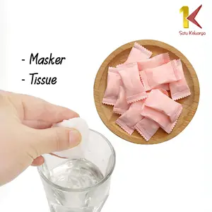 [COD] SK K142 Tissue Bulat Mini Travel Sekali Pakai Masker Wajah Kompres Towel Portable Bentuk Permen Peralatan Pembersih