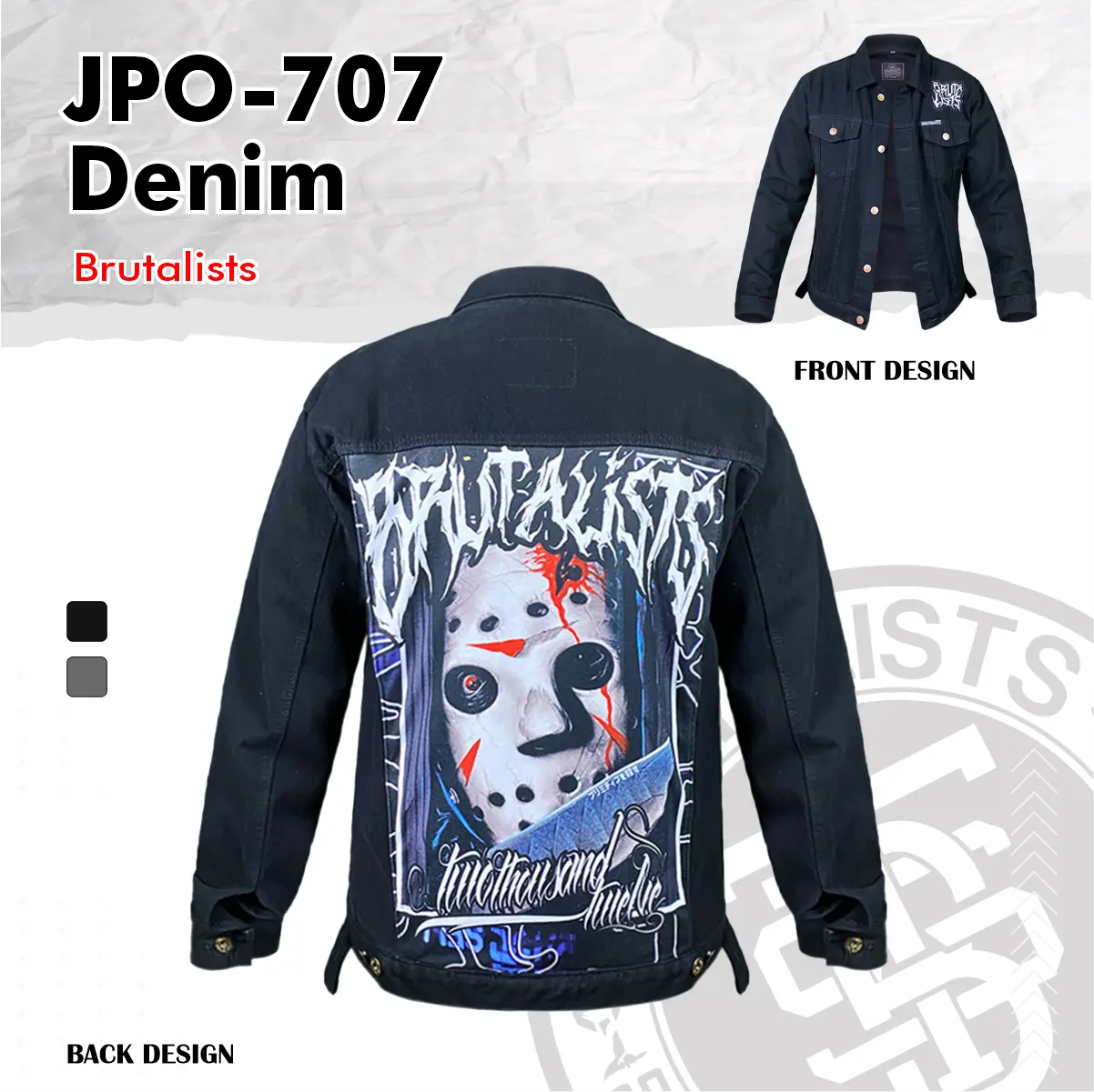 Jaket Jeans Pria Wanita Denim Jacket Disko Full Printing JPO-707