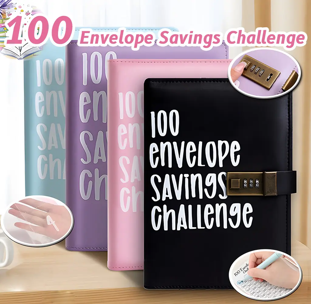 100 Days A5 Envelope Challenge Binder Color Pu Leather Budget BookReusable Savings Binder Planner