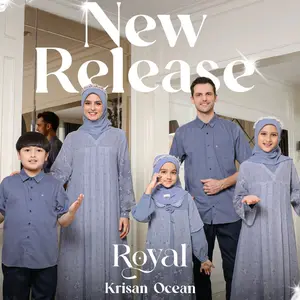 Ethica - Sarimbit Keluarga 2026 Krisan Ocean gamis keluarga dress ibu koko anak gamis cauple keluarga
