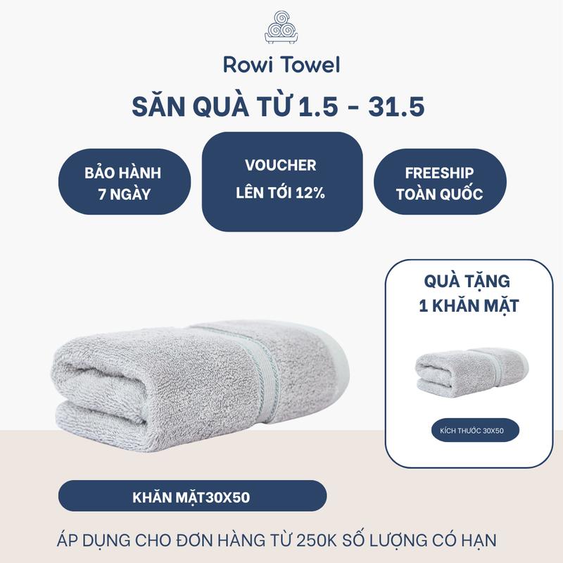 Khăn mặt cotton Rowi Towel 30x50cm chất cotton mềm mịn , bông dày thấm hút , không đổ lông , không ra màu đồ dùng nhà tắm 1