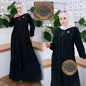 MEYLINA FASHION SHOP GAMIS AHELNA  Abaya terbaru 2026 Gamis Trendy Bahan Crinkle Premium Kombinasi Swarosky Mewah Cantik Elegant