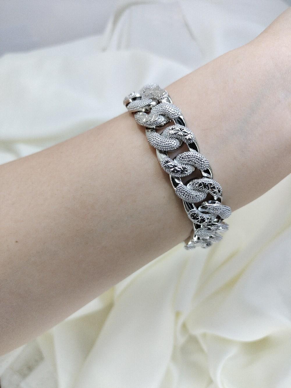 GELANG WANITA SISIK NAGA SILVER LEBAR PADAT UKIR PERRHIASAN WANITA JEWELERY-GUDANGPERHIASAN887 Elegan silver Bracelets Jewellery Emas