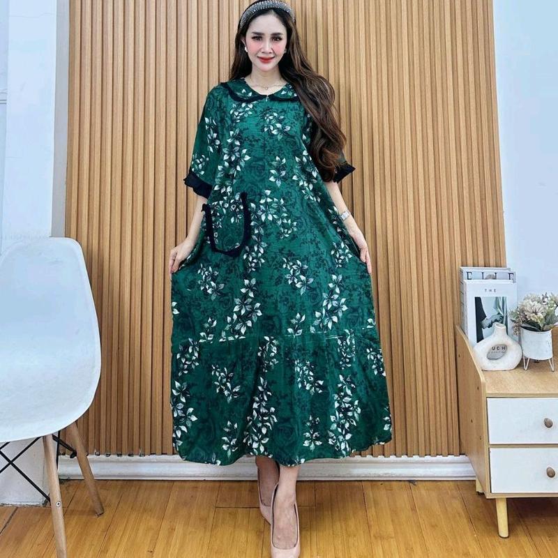 Dres Ledy Terbaru Bahan Rayon Premium Busui LD120 - Rempel Bawah - Midi, Dewasa, Bumil, Casual, Panjang, Baju, Motif, Atasan, Katun, Wanita 4