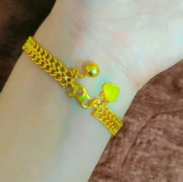 Gelang kombinasi  jalin lapis emas balutan kristal premium