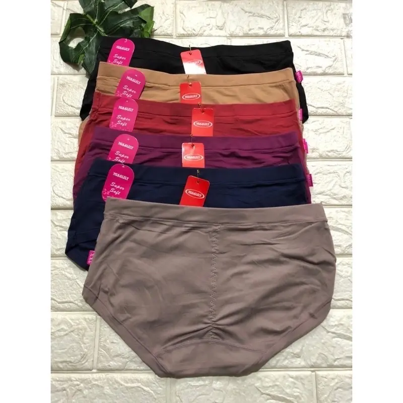 Celana Dalam Bikini MISSLILY Elastis Polos - 3pcs - XL/XXL - Wanita - Pita, Katun, Korset, Stretch, Lembut, Nyaman 3