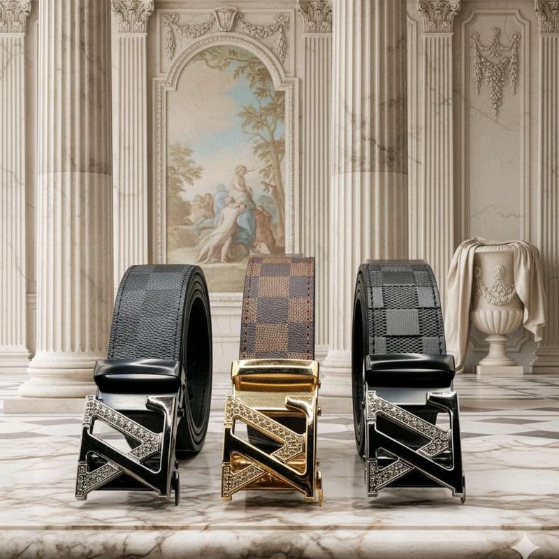  Dây Thắt Lưng Nam Khóa Tự Động Da PU Cao Cấp Logo Nổi Bật Thời Trang Kẻ Ô Sang Trọng Dễ Phối Đồ Chất Liệu Cao Cấp Khóa Kim Loại Tôn Phong Cách Lịch Lãm 