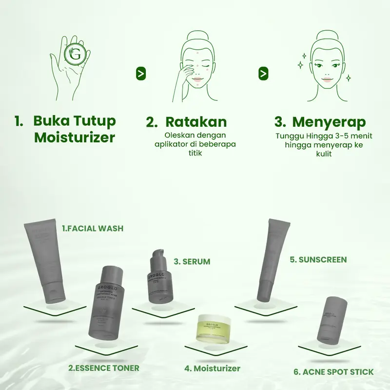 [GROGLO] Moisturizer Pelembab gel skincare Korea mencerahkan menghidrasi melembabkan glowing mencegah timbulnya jerawat mengontrol minyak serta memperbaiki skin barrier 5
