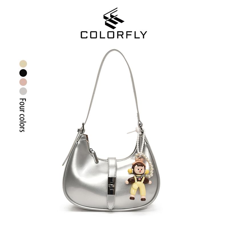 COLORFLY,Túi Xách Tay Cao Cấp Dành Cho Nữ Xu Hướng Mới Dễ Phối Đồ Túi Kẹp Nách Một Bên Vai Kết Cấu Hợp Xu hướng Thích Hợp Để Đi Làm Túi Đeo Chéo