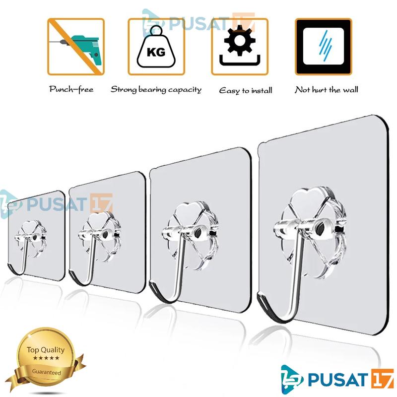 PUSAT17 GANTUNGAN TEMPEL HOOK AJAIB GANTUNGAN DINDING KAIT MAGIC SERBAGUNA KAMAR MANDI DAPUR / HANGER 0