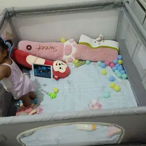 [Ready] Pagar Bayi Bermain Mandi Bola Anak  free gift Pembatas Kasur Pagar Bayi Pagar Mainan Anak Playground Anak  Pagar Bayi pagar mainan bayi baby  Ruang Besar Untuk Berbalik Pagar Mainan abu-abu teran120*180 lateks gratis playpen Biru Anak-Anak