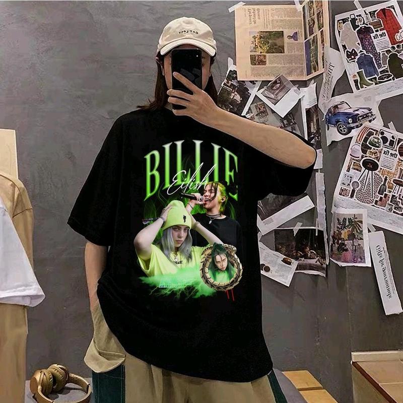 T-SHIRT BILLIE EILISH RAP TEE OVERSIZE STYLE WASHING VINTAGE TEE 0