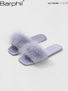 Women's Fashionable Fluffy Plush Slides, Casual Soft Comfortable Home Slippers, All-match Indoor Shoes for Daily Wear
