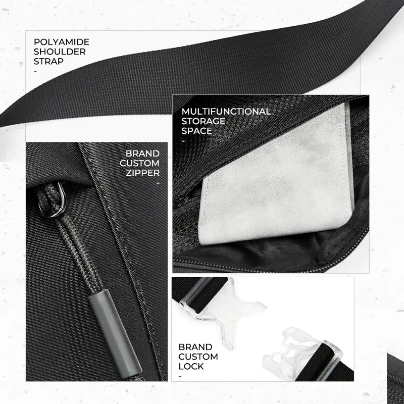 Steapex tas selempang besar tahan air tas gym tas olahraga fashion untuk pria dan wanita Tas kanvas hitam shoulder pack Canvas Slingbag 8