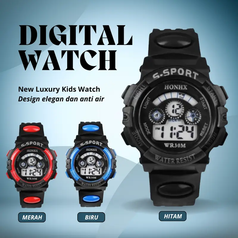 Jam Tangan Anak Laki-Laki Perempuan Keren Model Terbaru Premium Sport Digital LED Anti Air Waterproof Remaja Cewe Cowok ANTI air- Fashion Cewek 4