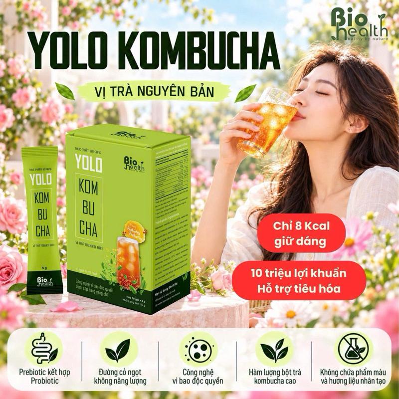 Trà lên men bổ sung LỢI KHUẨN và CHẤT XƠ YOLO KOMBUCHA vị TRÀ NGUYÊN BẢN Hộp 10 gói