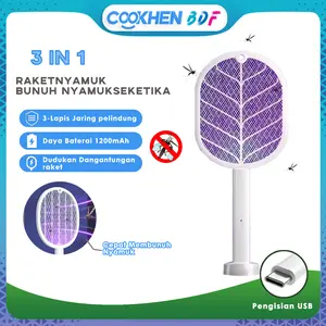 【COD】Raket nyamuk 3 in 1 Mosquito killer HRDWP01WT putih Baterai Listrik Kabel
