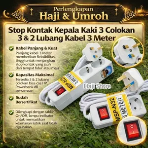 Colokan T3 Stop Kontak Kabel 3 Mtr Haji dan Umroh - Label SNI St-128