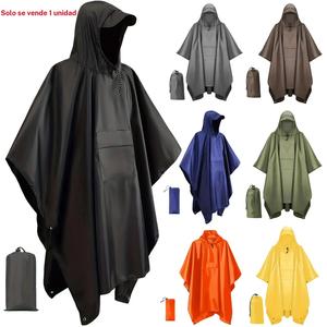 Impermeable con capucha, 1 unidad portátil impermeable con bolsillo, Impermeable para exteriores para acampar y senderismo, Viajes y emergencias