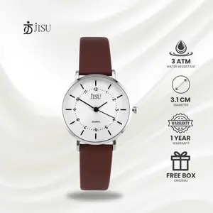 Jisu Watch - Jam Tangan Wanita Korea Analog Kulit Casual Anti Air Original Trendy 5115