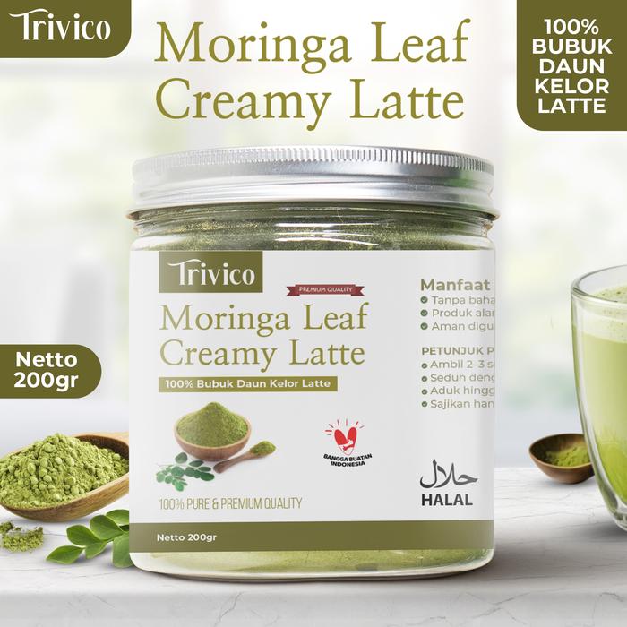 Gambar TRIVICO Moringa Leaf Creamy Latte Minuman Daun Kelor Bubuk Kelor Latte Vegan Moringa Powder Friendly & Bebas Laktosa 200gr dari TRIVICO.ID Kota Tangerang Selatan Tokopedia