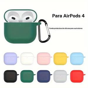 Funda de silicona para audífonos con gancho, cubierta protectora antigolpes, protector para AirPods 4, accesorios para audífonos