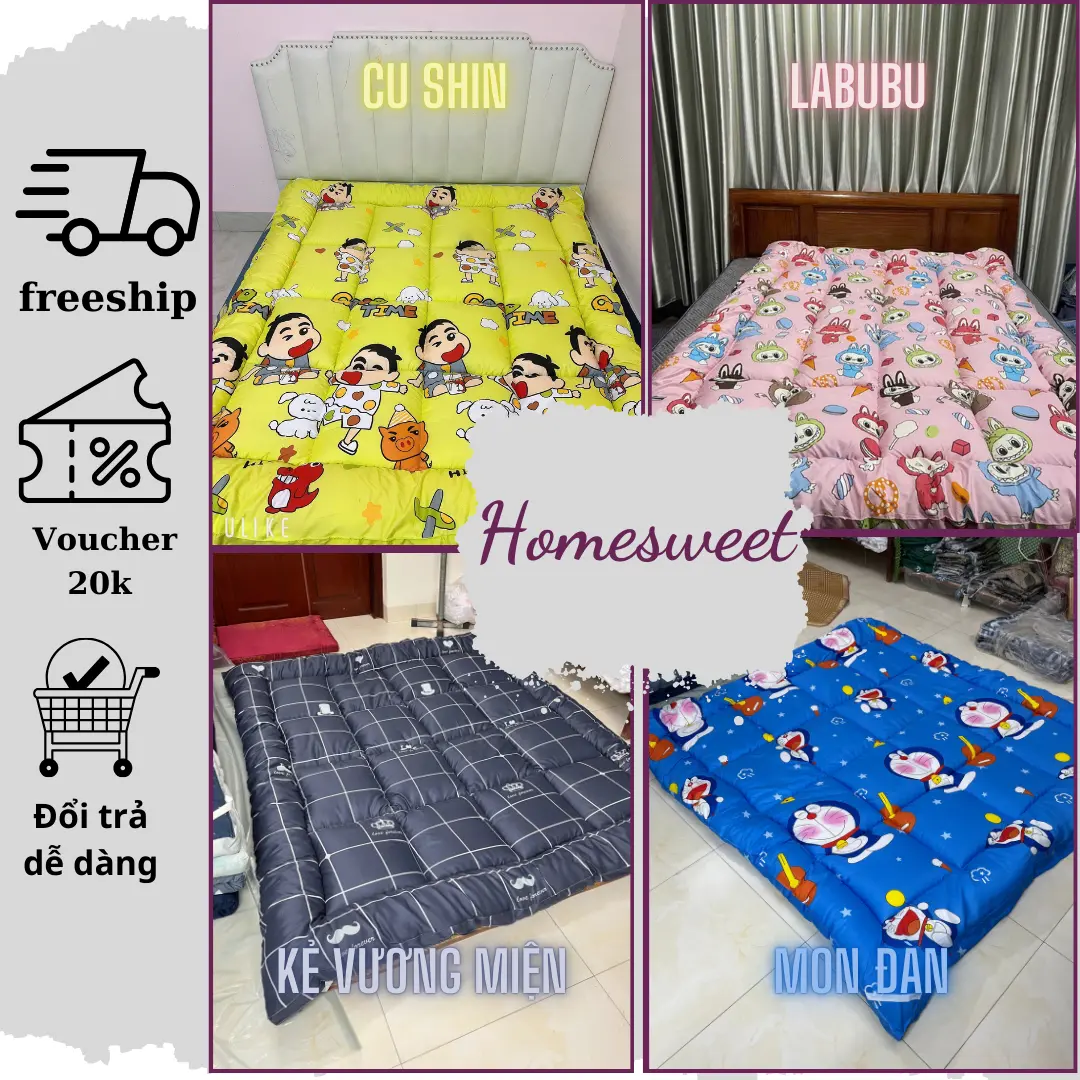 Nệm Topper (Đầy đủ màu sắc) mềm mại êm ái thoáng khí đầy đủ kích thước trải sàn, tràn giường