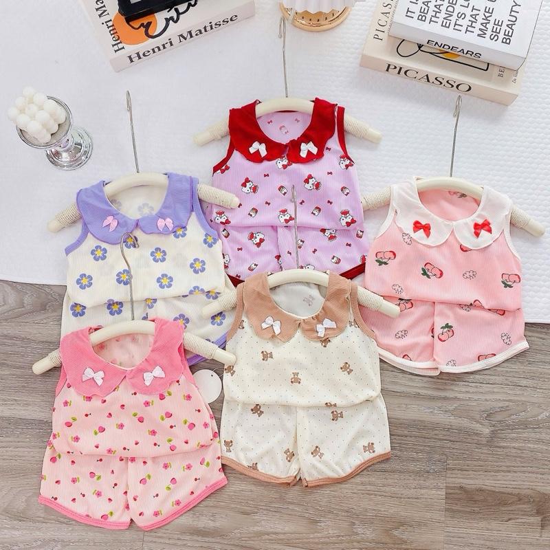 ComBo 5 Bộ đồ quần áo CỔ SEN thun tăm mát, siêu dễ thương cho bé gái sơ sinh