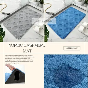 Nordic Cashmere Mat / Keset Lembut Bulu Timbul Tebal Halus Alas Kaki Anti Slip Modern Minimalis Scandinavian