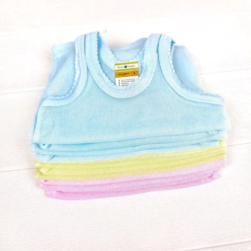12Pcs Singlet Bayi Balita Dan Anak 1 Lusin Warna Dan Putih Lengkap Murah Grosir Katun pe Perempuan laki laki Unisex