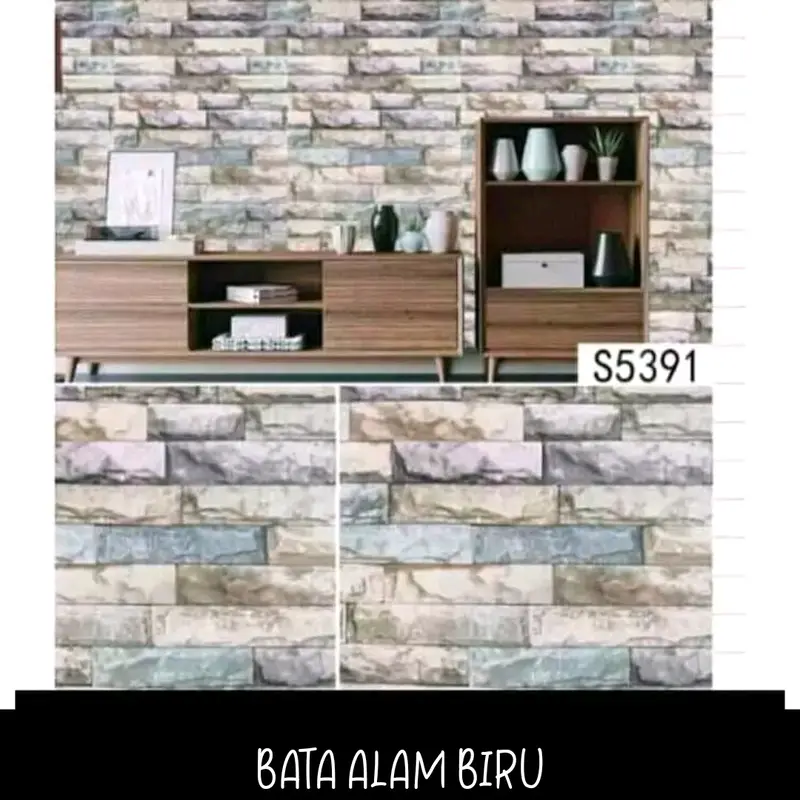 WALLPAPER DINDING MURAH MOTIF BATA COD BAYAR DITEMPAT - 45CM X 5 METER stiker 1