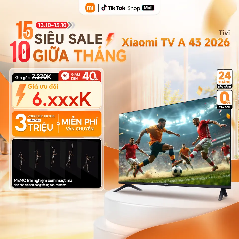 Tivi Xiaomi A 43inch 2026 - Độ phân giải 4K - Điều khiển giọng nói - Bảo Hành 24 Tháng - Hàng chính hãng