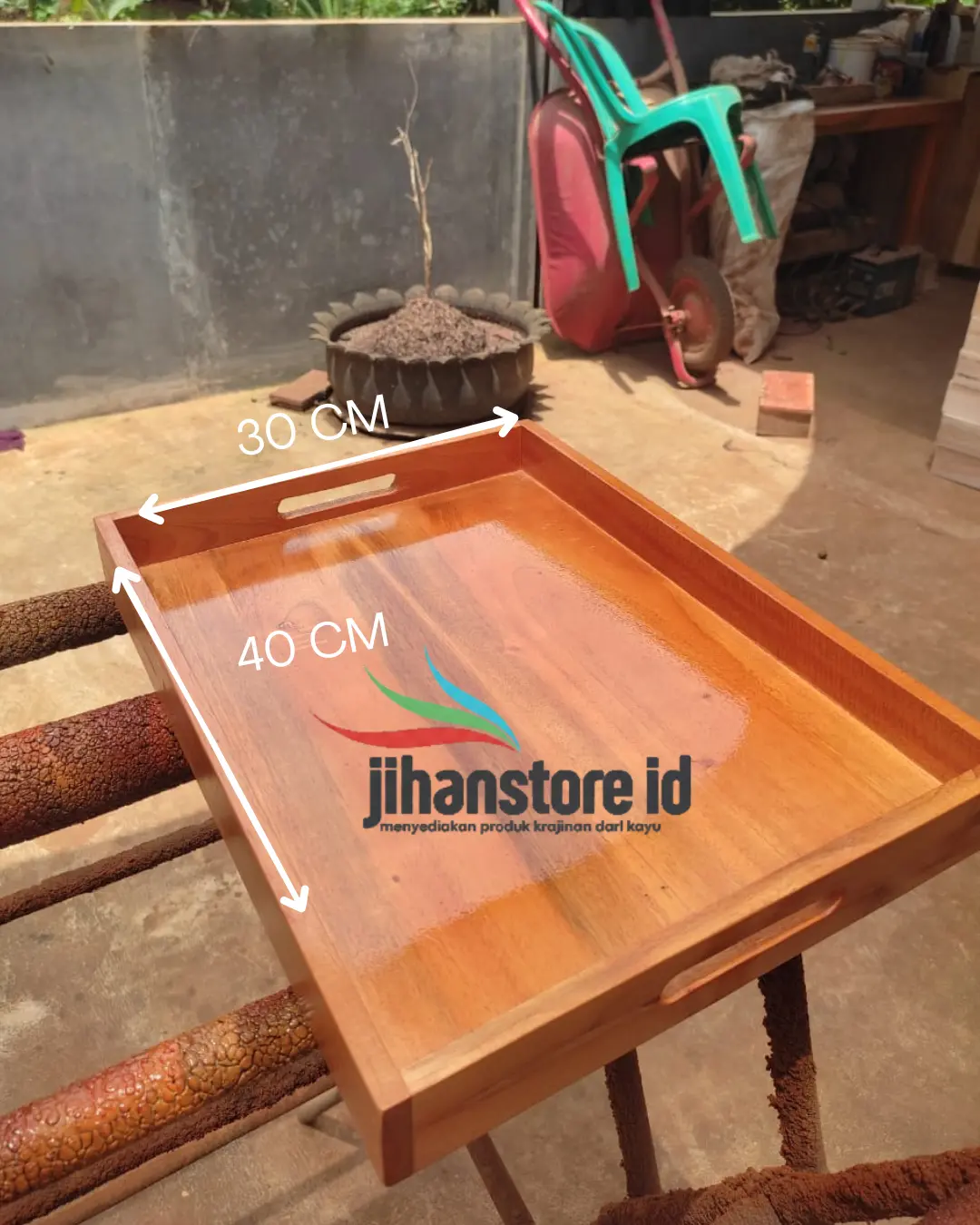 nampan kayu kotak 40x30x4 wooden tray baki siap saji aesthetic