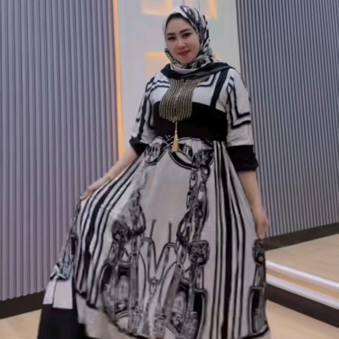 Refy dress terbaru satu zet hijab bahan katun rayon
