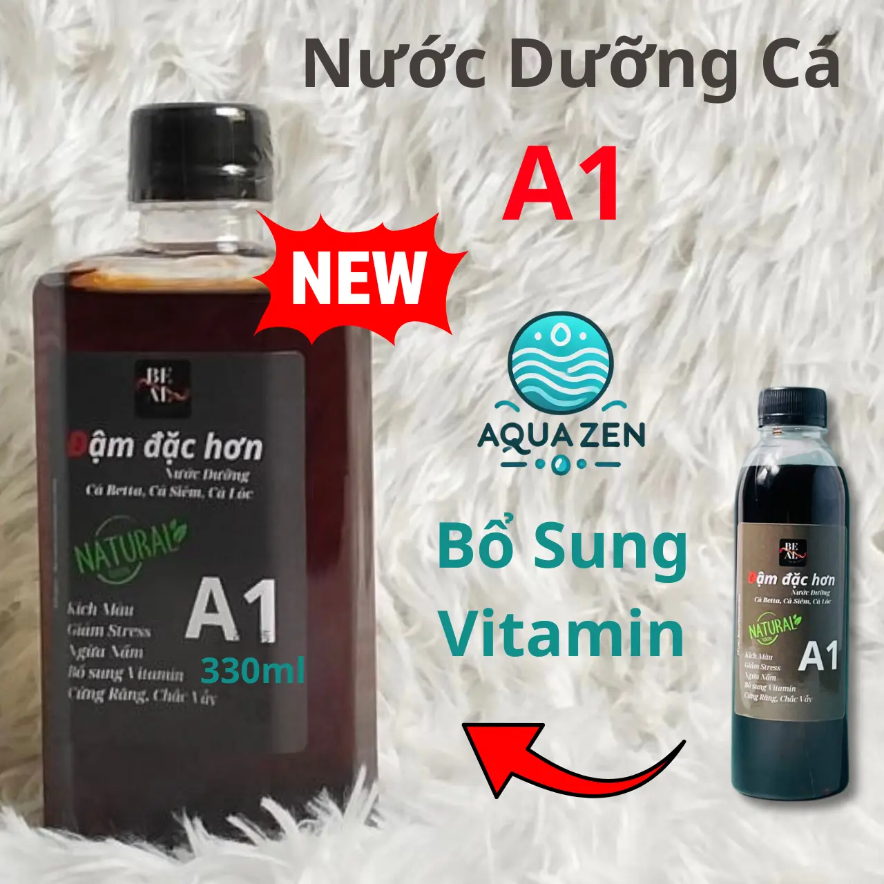 Nước Dưỡng Cá A1, A1 plus đậm đặt gấp 10 lần hơn - Giải Pháp Tối Ưu Cho Cá Betta, Cá Lóc, Guppy, Cá Rồng và Nhiều Loại Cá Khác