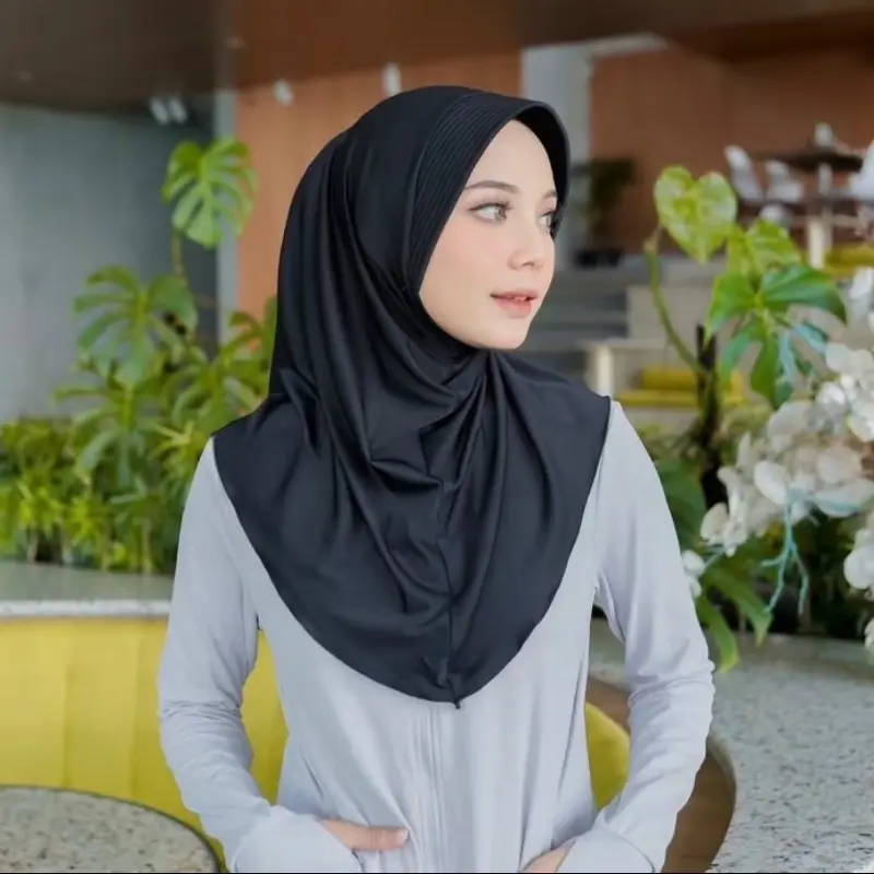 ￼Jilbab Sport Instan Pet Besar Size M / Hijab Instan Jersey Premium / Hijab Sport / Kerudung Bergo 1