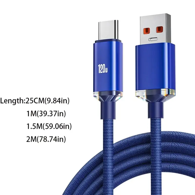 Cáp sạc nhanh, USB 3.0, 6A, Truyền, 25cm / 1m / 1,5m / 2m, Cáp sạc nhanh 120W, Cáp sạc Type C tốc độ cao, Phát hành năm 2024 2