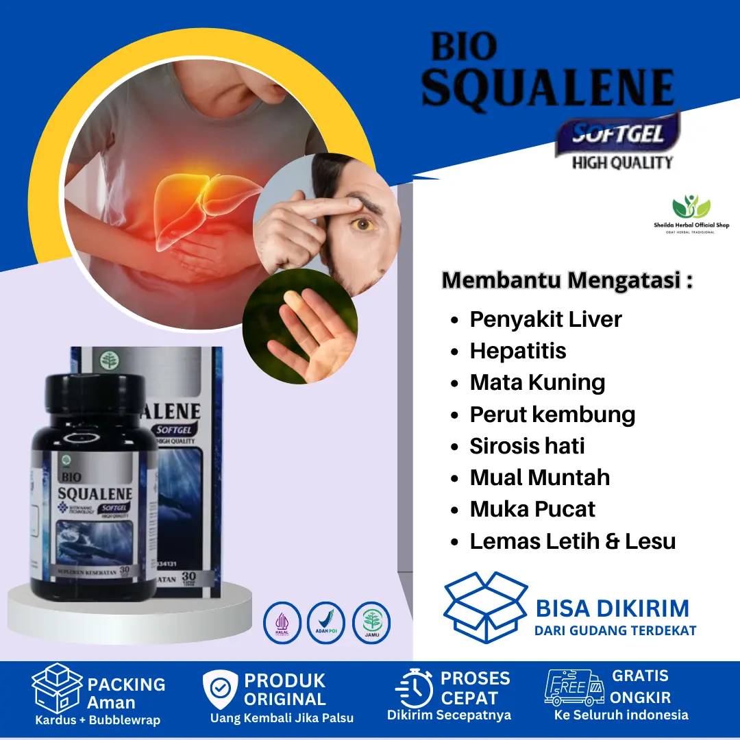 Bio Squalene Liver Perut Bengkak Herbal Alami Hepatitis A B C Penyakit Kuning Mata Kuning, Hepatitis, Sakit Perut Mual muntah