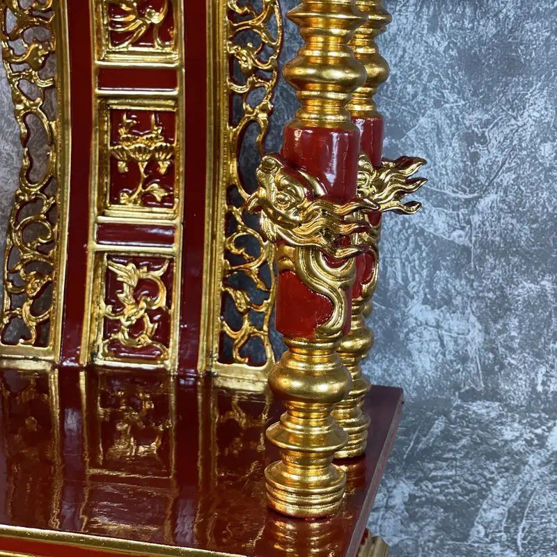 Ngai cột rồng song long bàn thờ sơn son thếp vàng cao 71,85,97cm 3