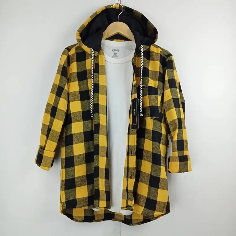 KEMEJA FLANEL HOODIE LENGAN PANJANG BERTUDUNG PRIA DAN WANITA KWALITAS DISTRO Keren Nyaman 6