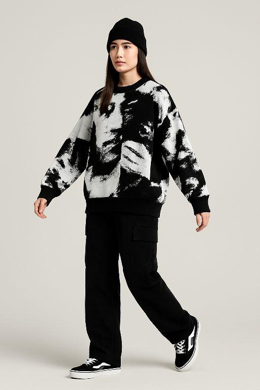Product Introduction of msa cardigan knitwear Knitwear-sweater rajut premium Unisex Motif Hitam Crewneck Baju casual Sweatshirt Cowok Wanita 6