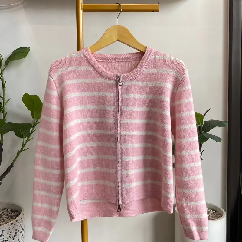 Baju Rajut Wanita Strip Terbaru Lengan Panjang - Atasan 4