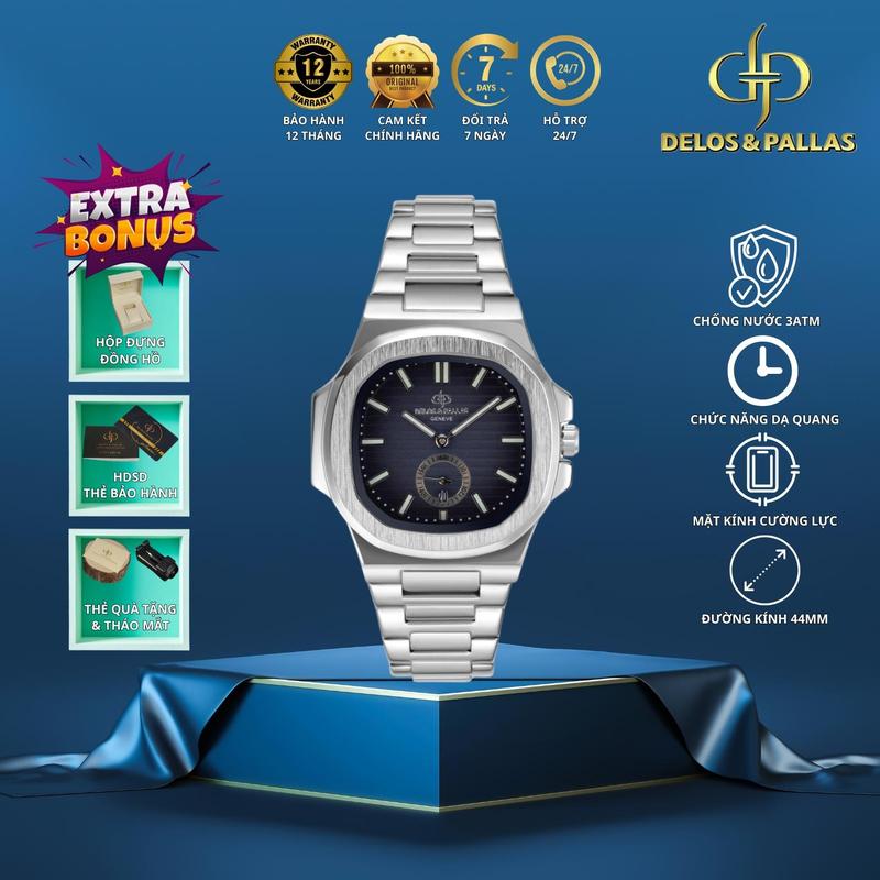Thụy Sĩ DELOS & PALLAS - Đồng hồ nam S0066 – Thiết kế kiểu Nautilus , chống nước 3ATM, dạ quang , lớp mạ IP, phong cách doanh nhân , trưởng thành , đơn giản và tinh tế SHOP VN-2