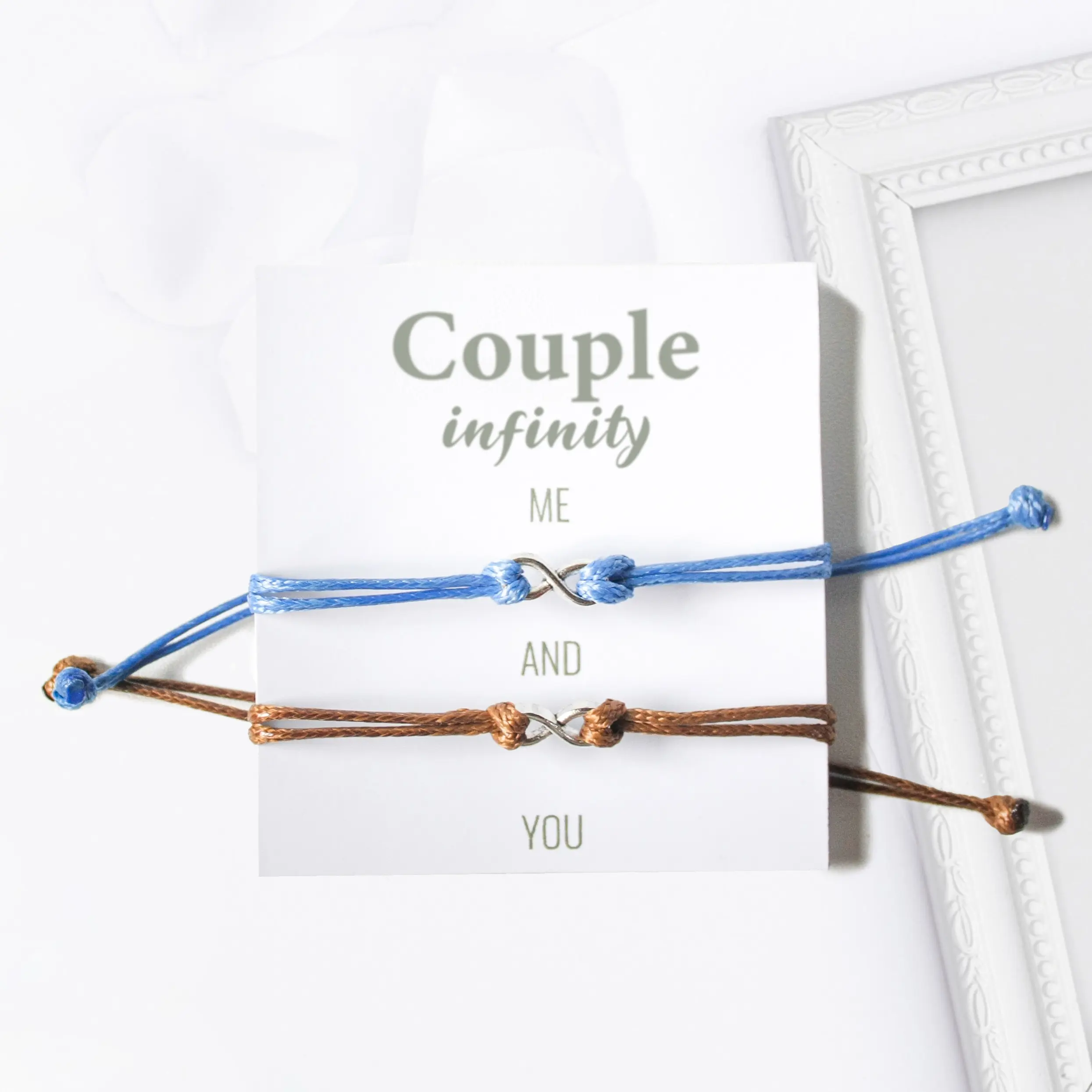 Gelang Couple Infinity Tali Waterproof Mini Lucu Handmade Minimalis Trendi design 8 warna silver Persahabatan For Gift Bracelets