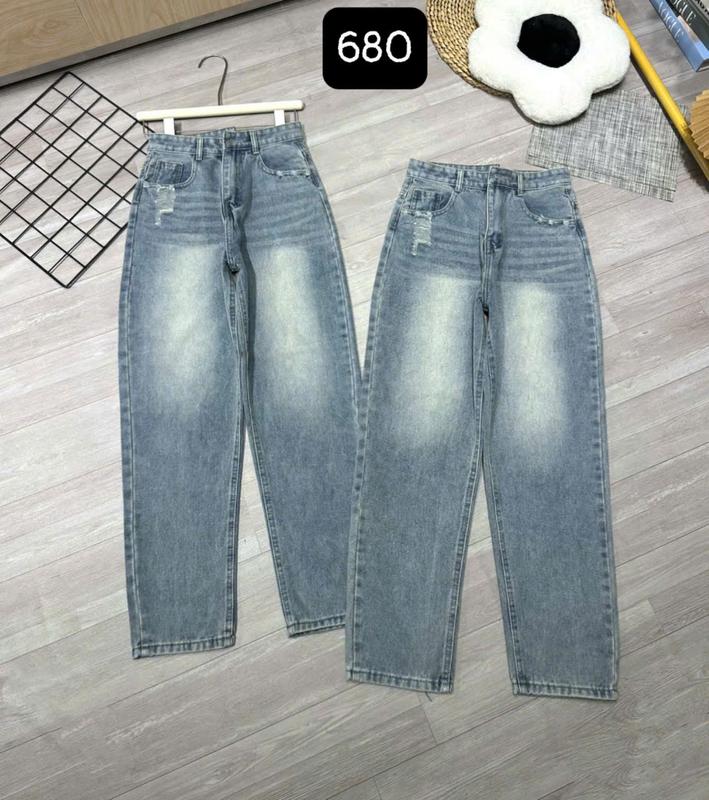Quần baggy jean nữ ống Đứng lưng cao k co giản ,Quần baggy nữ rách kiểu màu xanh nhạt from 9 tấc TH680
